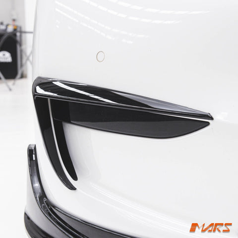Gloss Black Aero DYNAMIC Front Bumper bar Side Blade Canard Spoiler BodyKit for Tesla Model Y 2022 - 2024 - Mars Performance
