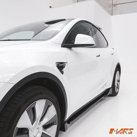 Gloss Black Aero DYNAMIC Lower Side Skirts Lip Spoiler BodyKit for Tesla Model Y 2022 - 2024 - Mars Performance