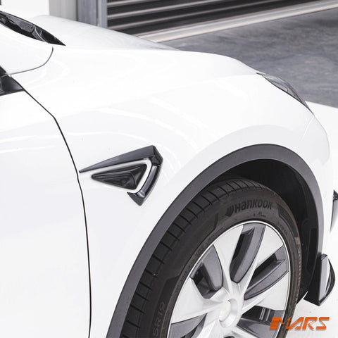 Gloss Black Aero DYNAMIC Side Fender Guard Camera Vent Blade Canard BodyKit for Tesla Model Y 2022 - 2024 - Mars Performance