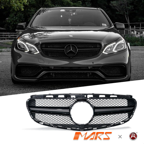 Gloss Black AMG E63 Style Front Bumper Bar Grille Grill Bodykit for Mercedes - Benz E - Class W212 2014 - 2016 - Mars Performance
