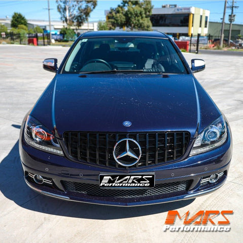 Gloss Black AMG Panamericana Style Front Bumper Bar Grill Grille Bodykit for Mercedes - Benz C - Class W204 Sedan & C204 Coupe 2007 - 2014 - Mars Performance