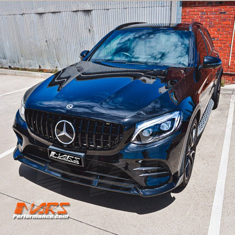 Gloss Black Brabus Style Front Bumper Bar Lip Spoiler Bodykit for Mercedes - Benz 2015 - 2019 GLC - Class X253 C253 AMG Pack & GLC43 - Mars Performance