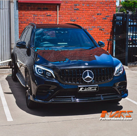 Gloss Black Brabus Style Front Bumper Bar Lip Spoiler Bodykit for Mercedes - Benz 2015 - 2019 GLC - Class X253 C253 AMG Pack & GLC43 - Mars Performance