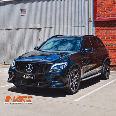 Gloss Black Brabus Style Front Bumper Bar Lip Spoiler Bodykit for Mercedes - Benz 2015 - 2019 GLC - Class X253 C253 AMG Pack & GLC43 - Mars Performance