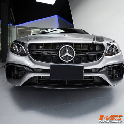 Gloss Black E63 - S Style Front Bumper Bar Grille Grill Bodykit for Mercedes - Benz E - Class 2016 - 2020 Pre Update W213 C238 & E43 E53 AMG - Mars Performance