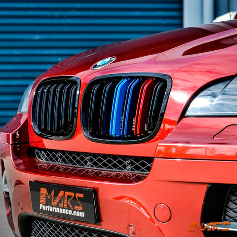 Gloss Black F86 X5M X6M Style Front Kidney Grille Grill Bodykit with colour Stripes for BMW X5 E70 & X6 E71 - Mars Performance