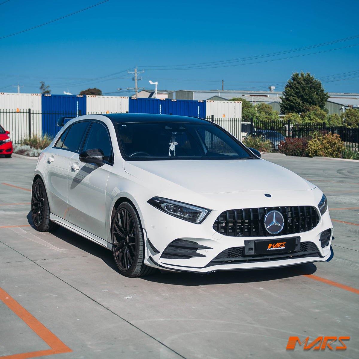 Gloss Black Front bumper Aero lip BodyKit & side Blade Canards for Mercedes - Benz A - Class W177 V177 & A35 AMG 2018 - 2023 - Mars Performance