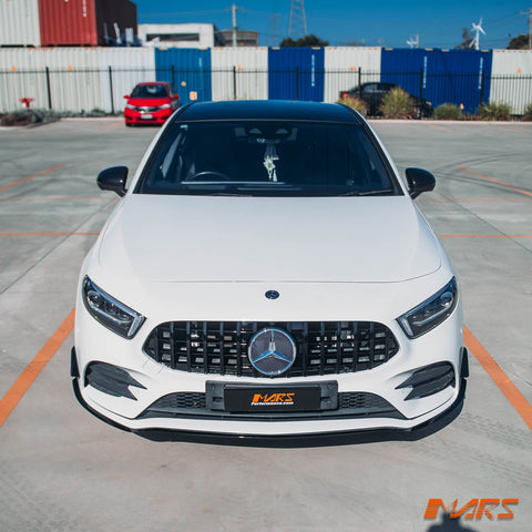 Gloss Black Front bumper Aero lip BodyKit & side Blade Canards for Mercedes - Benz A - Class W177 V177 & A35 AMG 2018 - 2023 - Mars Performance