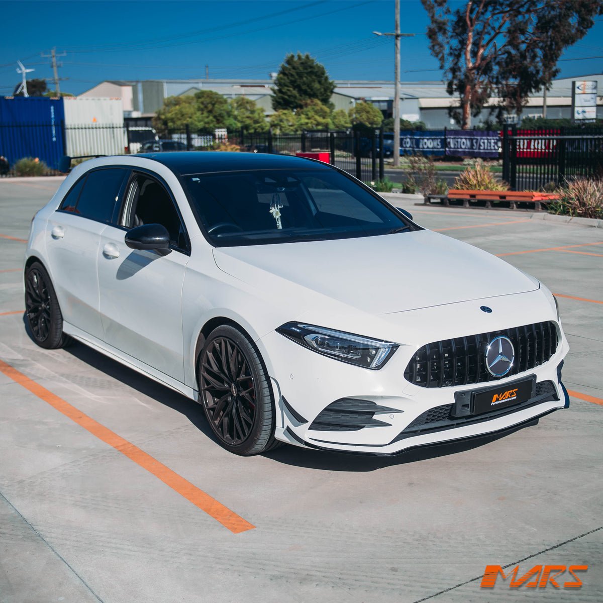 Gloss Black Front bumper Aero lip BodyKit & side Blade Canards for Mercedes - Benz A - Class W177 V177 & A35 AMG 2018 - 2023 - Mars Performance