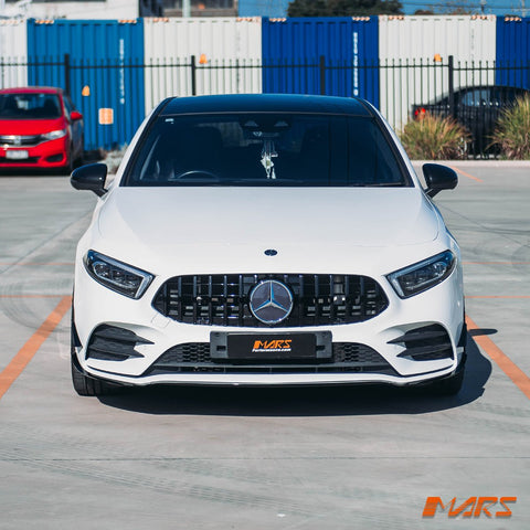 Gloss Black Front bumper Aero lip BodyKit & side Blade Canards for Mercedes - Benz A - Class W177 V177 & A35 AMG 2018 - 2023 - Mars Performance