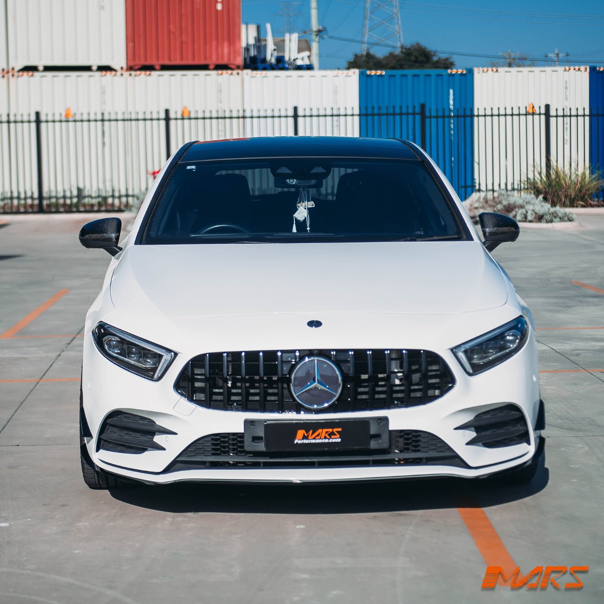 Gloss Black Front bumper Aero lip BodyKit & side Blade Canards for Mercedes - Benz A - Class W177 V177 & A35 AMG 2018 - 2023 - Mars Performance