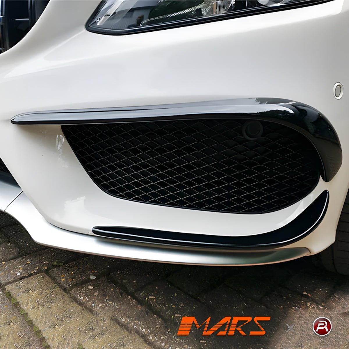 Gloss Black Front bumper bar Canard Blades Bodykit for Mercedes - Benz C - Class C205 S205 W205 AMG Bumper Bar & C43 2015 - 2018 - Mars Performance