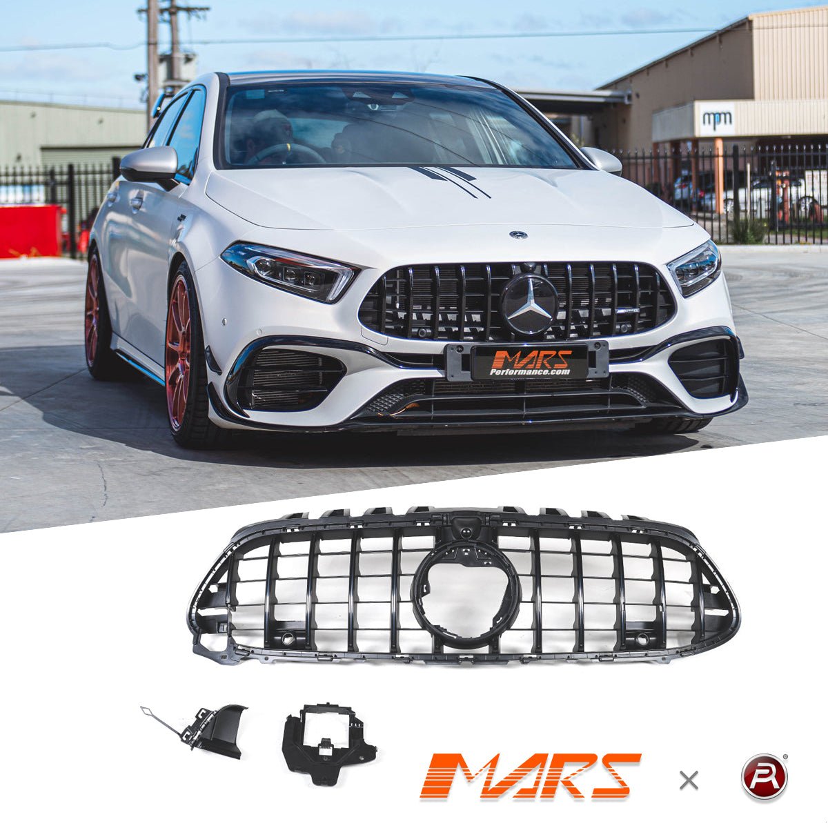 Gloss Black Front Bumper Bar Grill for Mercedes - Benz A45 A45S AMG W177 Hatch 2018 - 2024 - Mars Performance