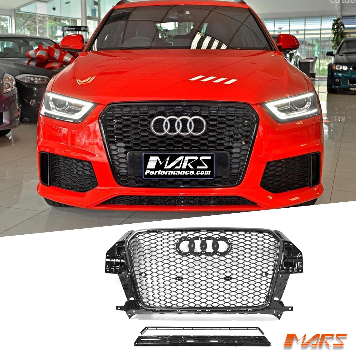 Gloss Black Honeycomb RS - Q3 Style Front Bumper Bar Grille Grill Bodykit for AUDI Q3 8U 2012 - 2014 - Mars Performance