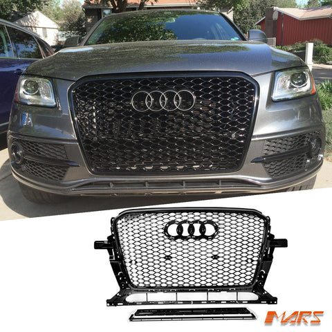 Gloss Black Honeycomb RS - Q5 Style Front Bumper Bar Grille Grill Bodykit for AUDI Q5 8R 2013 - 2016 - Mars Performance