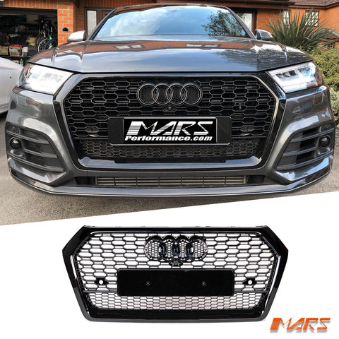 Gloss Black Honeycomb RS - Q5 Style Front Bumper Bar Grille Grill Bodykit for AUDI Q5 SQ5 FY 2017 - 2020 - Mars Performance