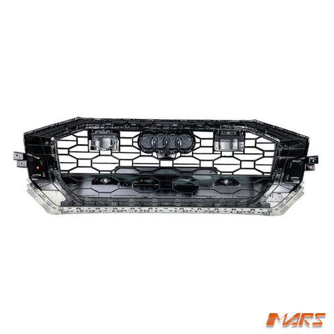 Gloss Black Honeycomb RS - Q8 Style Front Bumper Bar Grille Grill Bodykit for AUDI Q8 SQ8 F1 2019 - 2023 - Mars Performance