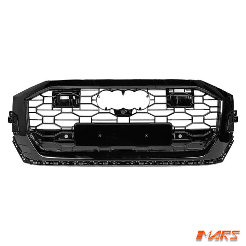 Gloss Black Honeycomb RS - Q8 Style Front Bumper Bar Grille Grill Bodykit for AUDI Q8 SQ8 F1 2019 - 2023 - Mars Performance