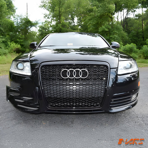 Gloss Black Honeycomb RS Style Front Bumper Bar Grille Grill Bodykit for AUDI A6 4F C6 2004 - 2011 - Mars Performance