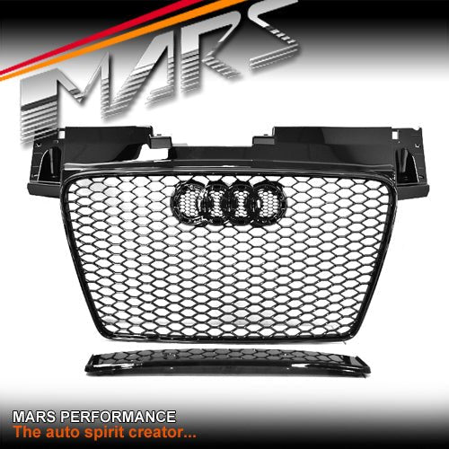 Gloss Black Honeycomb RS - TT Style Front Bumper Bar Grille Grill Bodykit for AUDI TT 8J 2006 - 2014 - Mars Performance