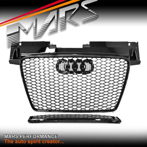 Gloss Black Honeycomb RS - TT Style Front Bumper Bar Grille Grill Bodykit for AUDI TT 8J 2006 - 2014 - Mars Performance