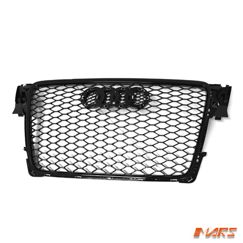 Gloss Black Honeycomb RS4 Style Front Bumper Bar Grille Grill Bodykit for AUDI A4 S4 B8 2009 - 2011 - Mars Performance