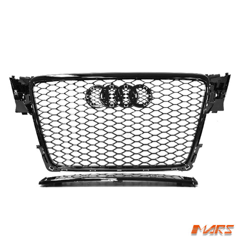 Gloss Black Honeycomb RS4 Style Front Bumper Bar Grille Grill Bodykit for AUDI A4 S4 B8 2009 - 2011 - Mars Performance