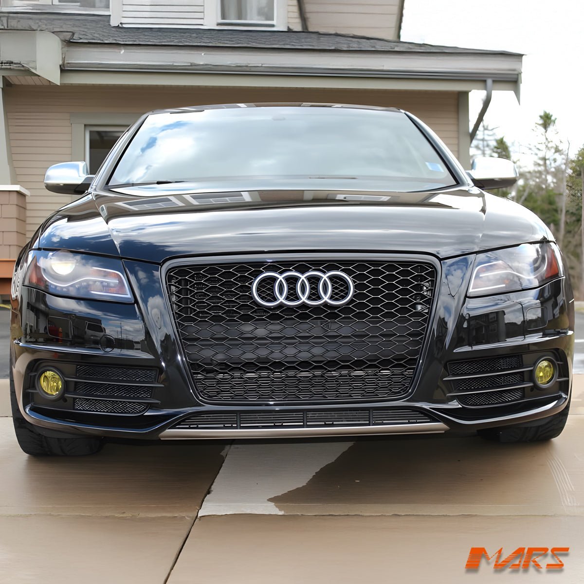 Gloss Black Honeycomb RS4 Style Front Bumper Bar Grille Grill Bodykit for AUDI A4 S4 B8 2009 - 2011 - Mars Performance