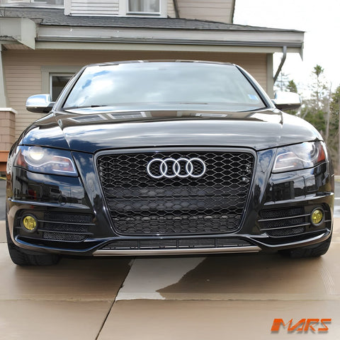 Gloss Black Honeycomb RS4 Style Front Bumper Bar Grille Grill Bodykit for AUDI A4 S4 B8 2009 - 2011 - Mars Performance