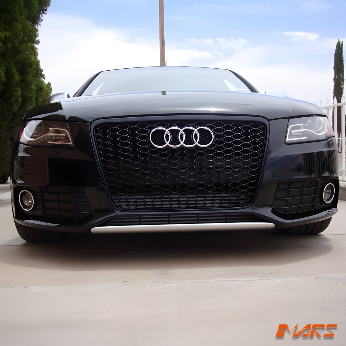 Gloss Black Honeycomb RS4 Style Front Bumper Bar Grille Grill Bodykit for AUDI A4 S4 B8 2009 - 2011 - Mars Performance