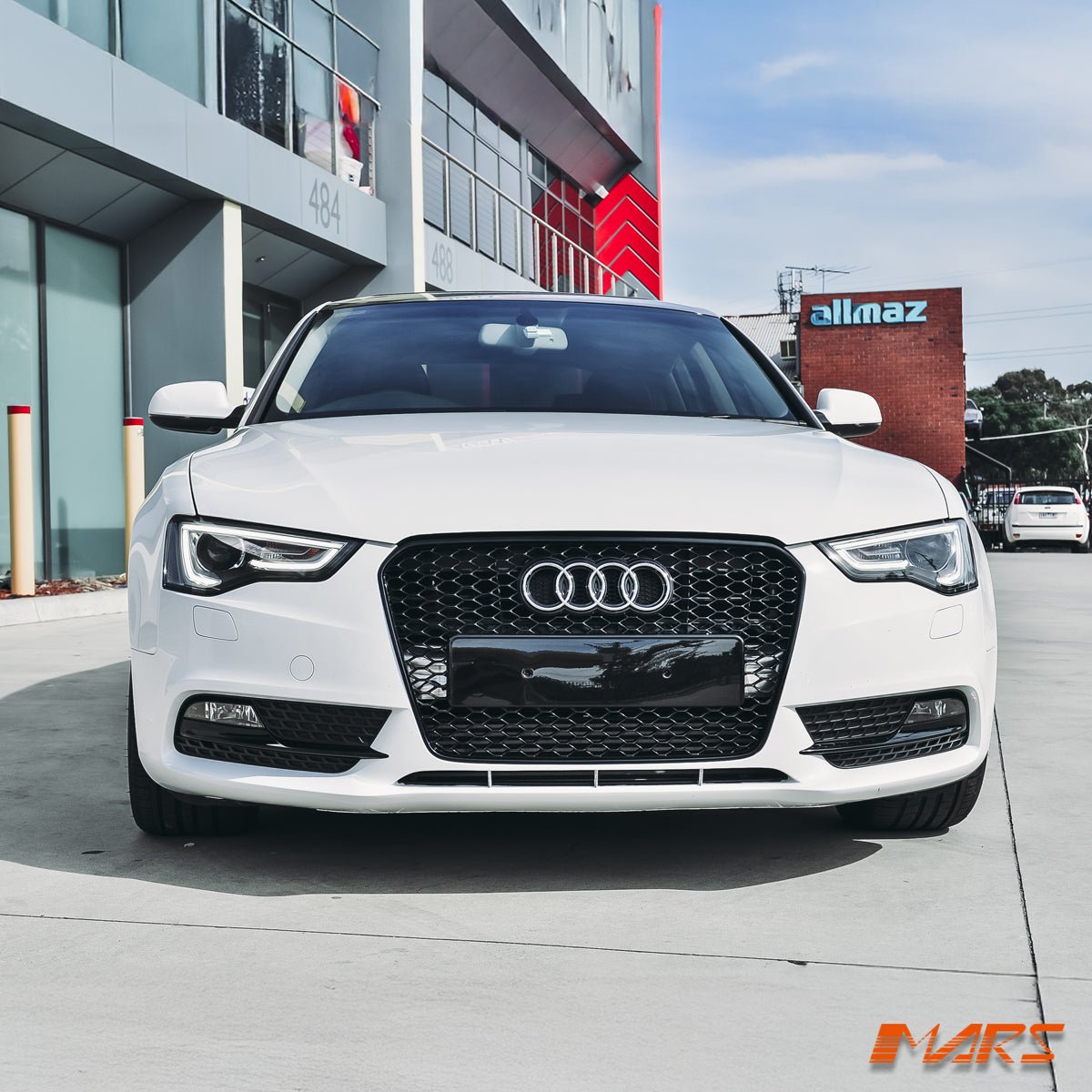 Gloss Black Honeycomb RS5 Style Front Bumper Bar Grille Grill Bodykit for AUDI A5 S5 8T 2013 - 2016 - Mars Performance