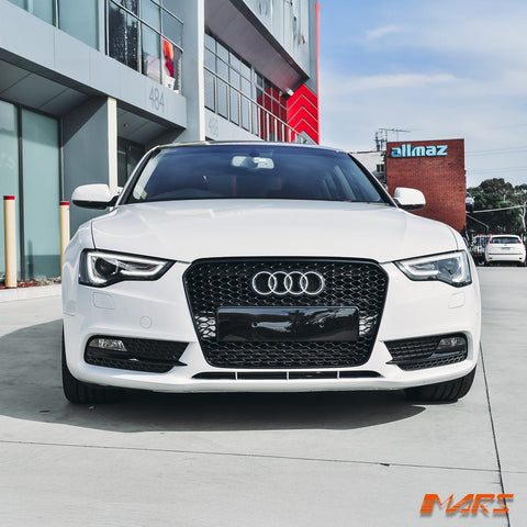 Gloss Black Honeycomb RS5 Style Front Bumper Bar Grille Grill Bodykit for AUDI A5 S5 8T 2013 - 2016 - Mars Performance