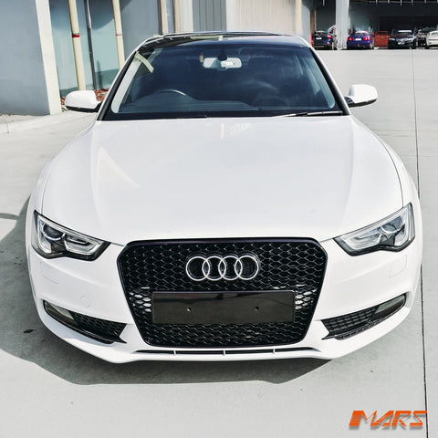 Gloss Black Honeycomb RS5 Style Front Bumper Bar Grille Grill Bodykit for AUDI A5 S5 8T 2013 - 2016 - Mars Performance