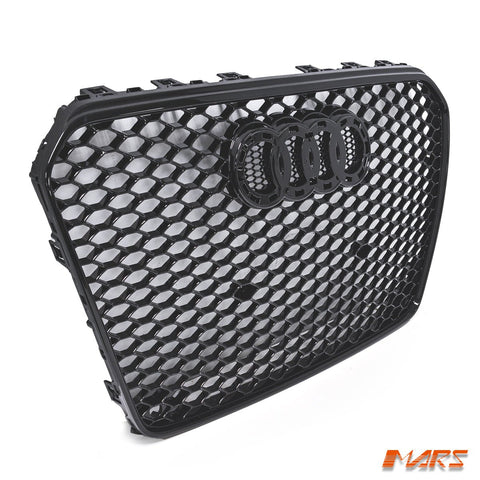 Gloss Black Honeycomb RS5 Style Front Bumper Bar Grille Grill Bodykit for AUDI A5 S5 8T 2013 - 2016 - Mars Performance