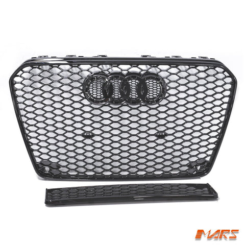 Gloss Black Honeycomb RS5 Style Front Bumper Bar Grille Grill Bodykit for AUDI A5 S5 8T 2013 - 2016 - Mars Performance
