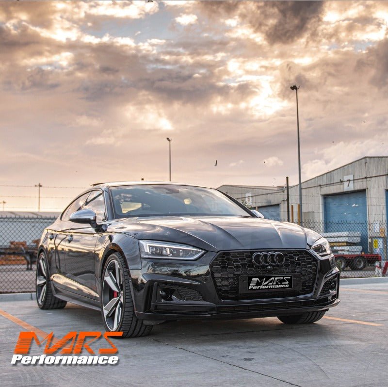 Gloss Black Honeycomb RS5 Style Front Bumper Bar Grille Grill Bodykit for AUDI A5 S5 F5 2016 - 2020 - Mars Performance