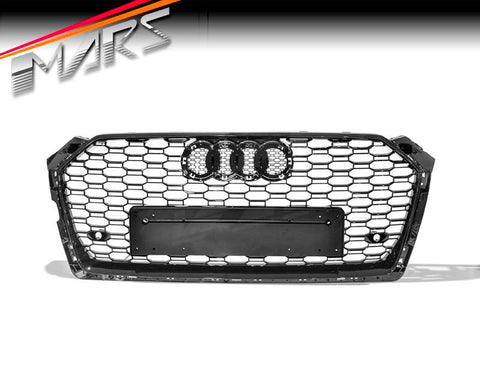 Gloss Black Honeycomb RS5 Style Front Bumper Bar Grille Grill Bodykit for AUDI A5 S5 F5 2016 - 2020 - Mars Performance