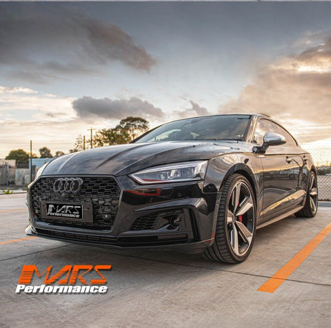 Gloss Black Honeycomb RS5 Style Front Bumper Bar Grille Grill Bodykit for AUDI A5 S5 F5 2016 - 2020 - Mars Performance