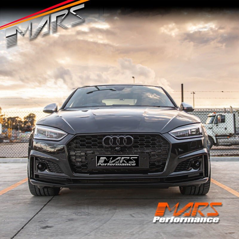 Gloss Black Honeycomb RS5 Style Front Bumper Bar Grille Grill Bodykit for AUDI A5 S5 F5 2016 - 2020 - Mars Performance