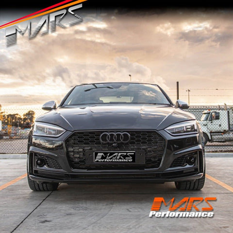 Gloss Black Honeycomb RS5 Style Front Bumper Bar Grille Grill Bodykit for AUDI A5 S5 F5 2016 - 2020 - Mars Performance