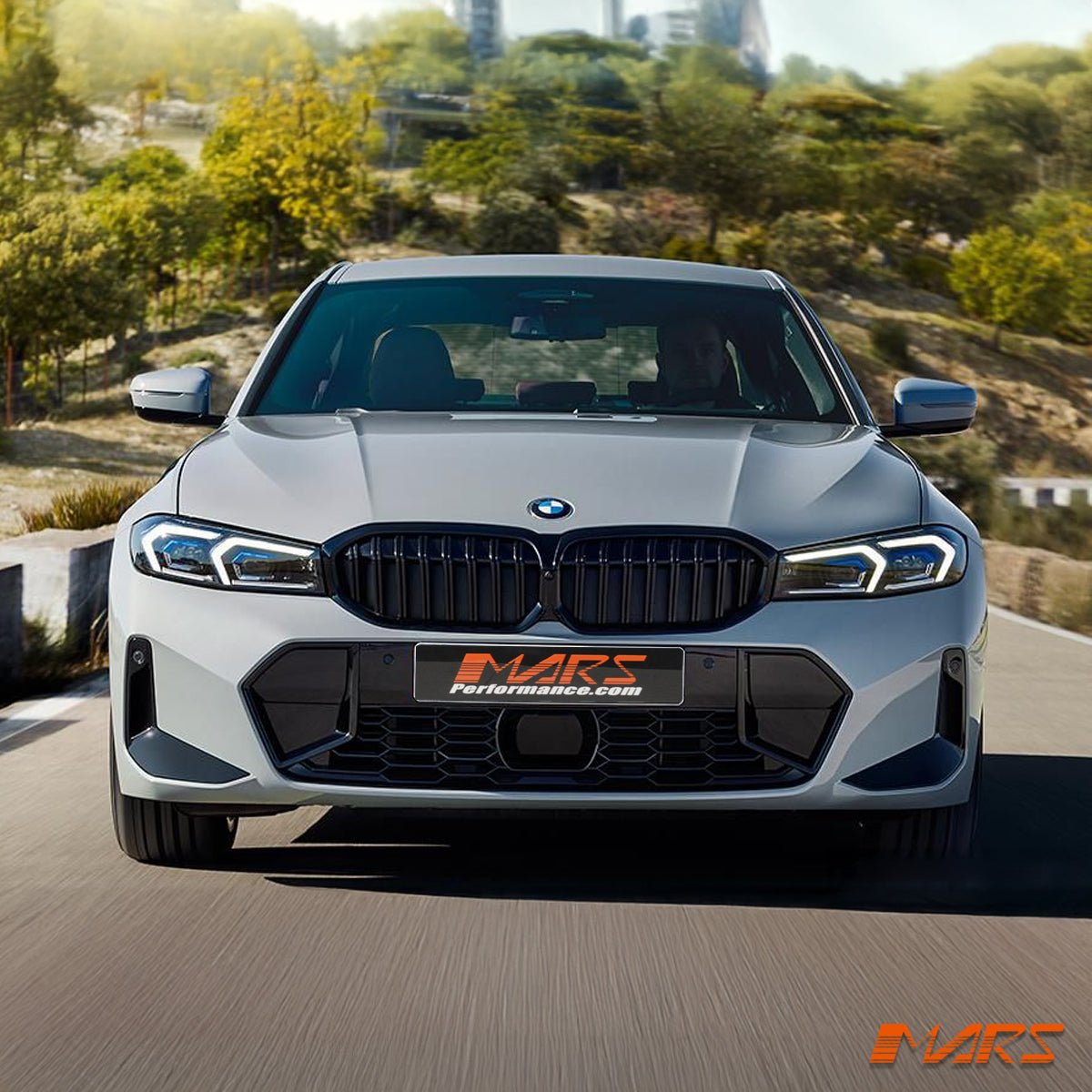 Gloss Black M Sport Style Front Bumper Bar Grill Grille Bodykit for BMW 3 - Series G20 Sedan & G21 Wagon, LCI 2022 - 2024 - Mars Performance