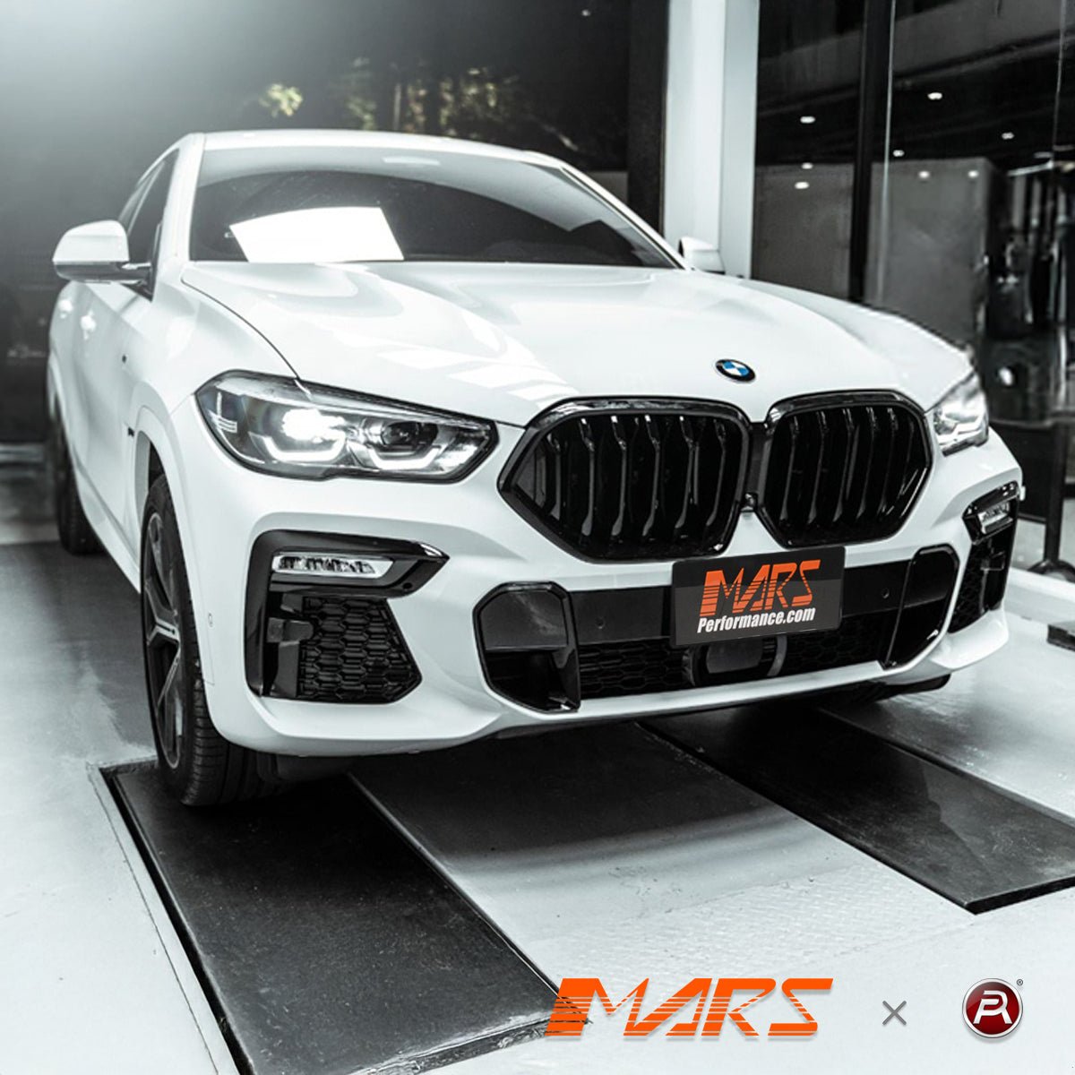 Gloss Black M Sport Style Front Bumper Bar Kidney Grille Grill Bodykit for BMW X6 G06 2019 - 2023 Pre LCI - Mars Performance