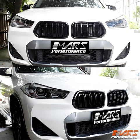 Gloss Black M Style Front Bumper bar Kidney Grille Grill Bodykit for BMW X2 F39 2017 - 2022 - Mars Performance