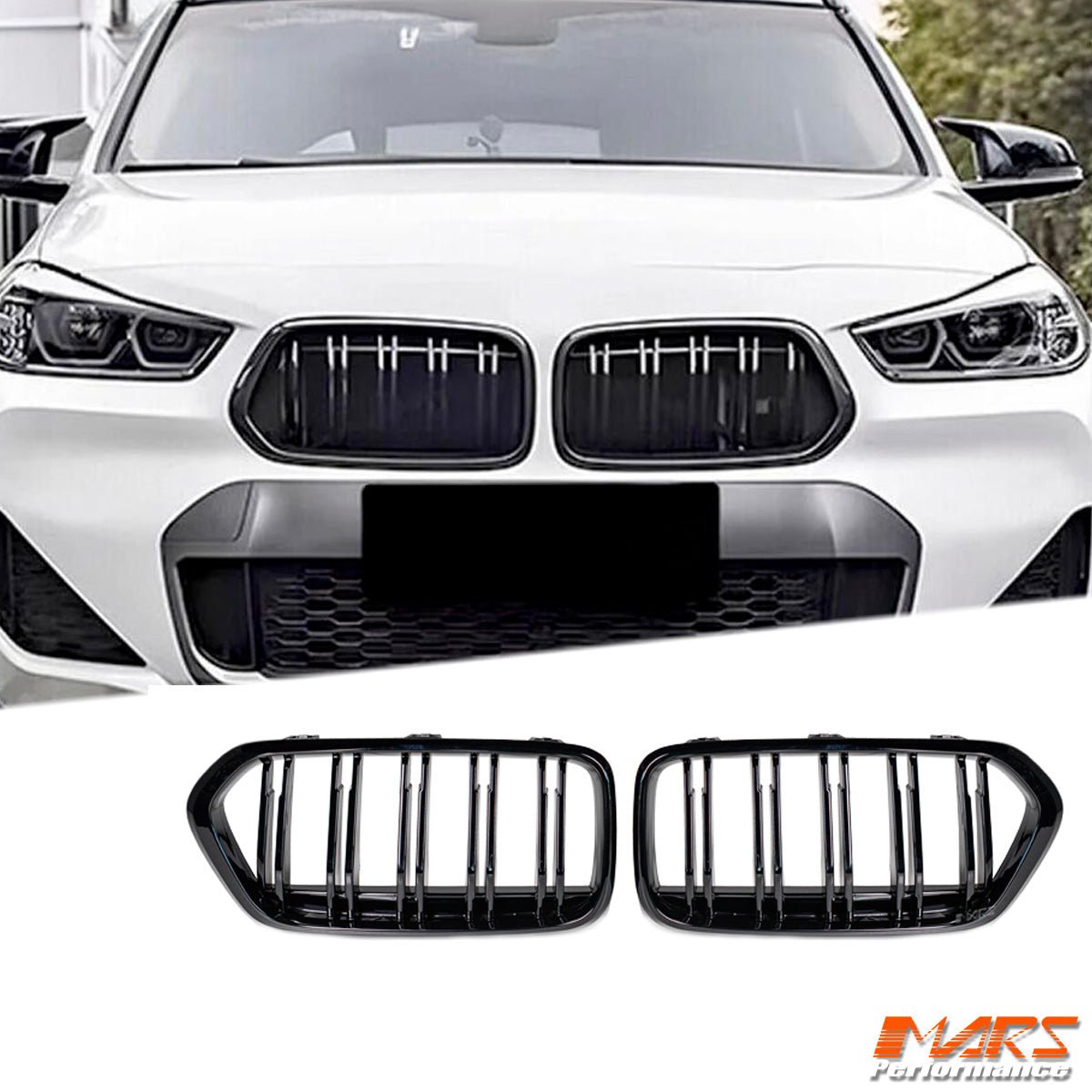 Gloss Black M Style Front Bumper bar Kidney Grille Grill Bodykit for BMW X2 F39 2017 - 2022 - Mars Performance