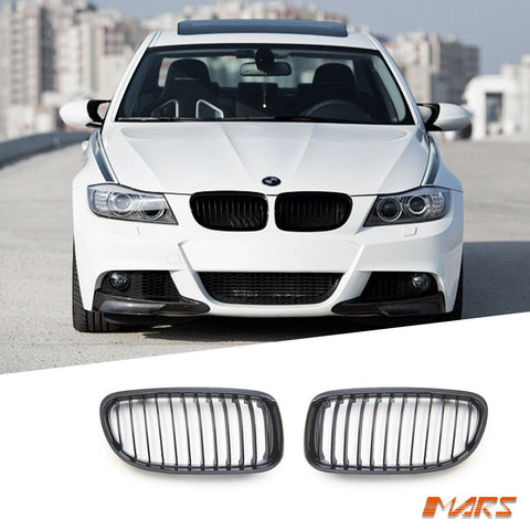Gloss Black M3 style front bumper bar grill grille bodykit for BMW 3 - Series E90 Sedan & E91 Wagon 2009 - 2011 LCI - Mars Performance