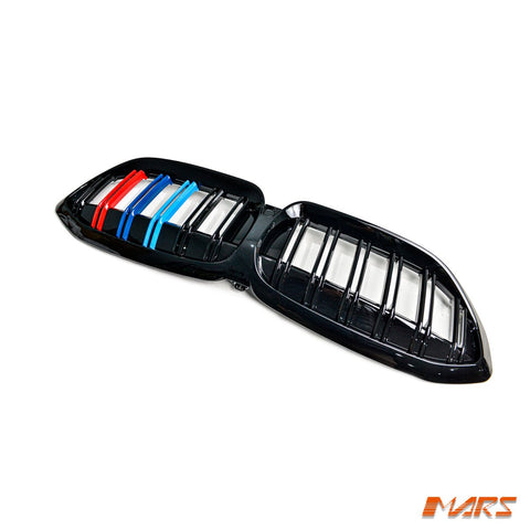Gloss Black M3 Style Front Bumper Bar Grill Grille Bodykit with 3 colour stripes for BMW 3 - Series G20 Sedan & G21 Wagon, Pre LCI 2018 - 2022 - Mars Performance