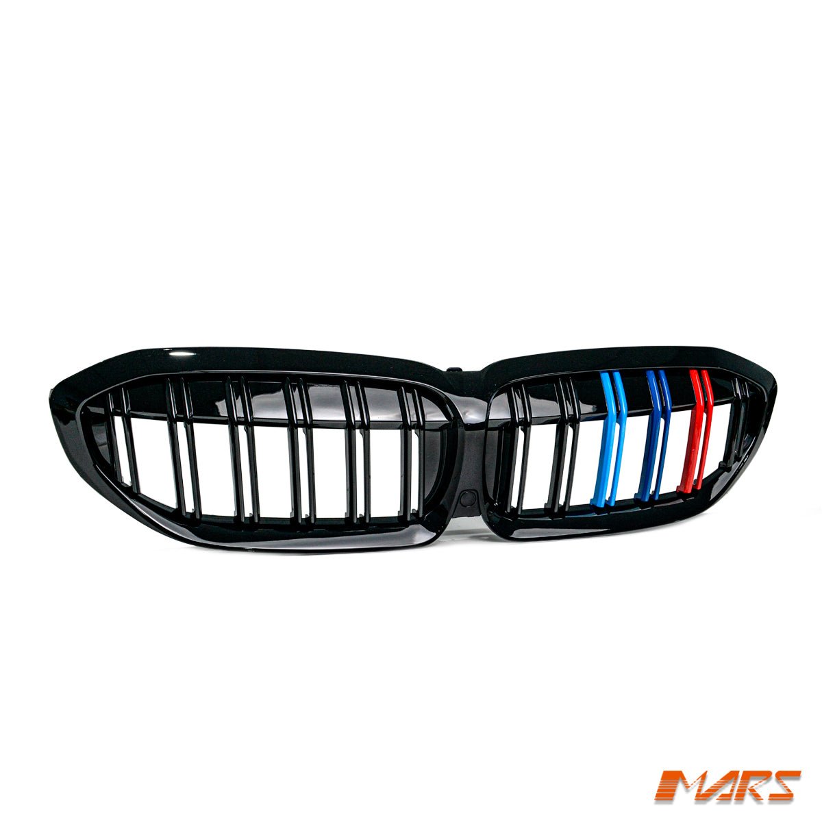 Gloss Black M3 Style Front Bumper Bar Grill Grille Bodykit with 3 colour stripes for BMW 3 - Series G20 Sedan & G21 Wagon, Pre LCI 2018 - 2022 - Mars Performance