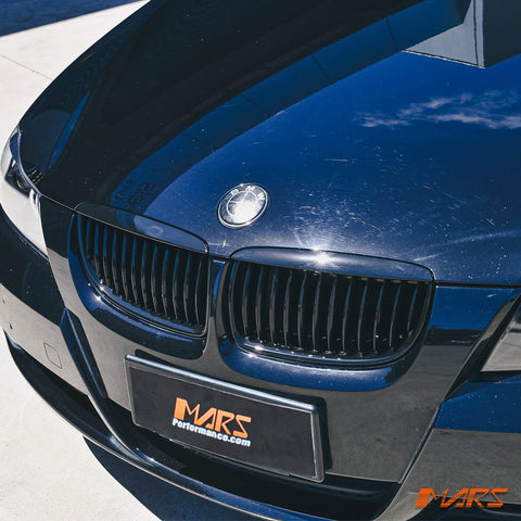 Gloss Black M3 style Front Bumper Bar Kidney Grille Grill Bodykit for BMW 3 - Series E90 Sedan & E91 Wagon Pre LCI 2005 - 2008 - Mars Performance