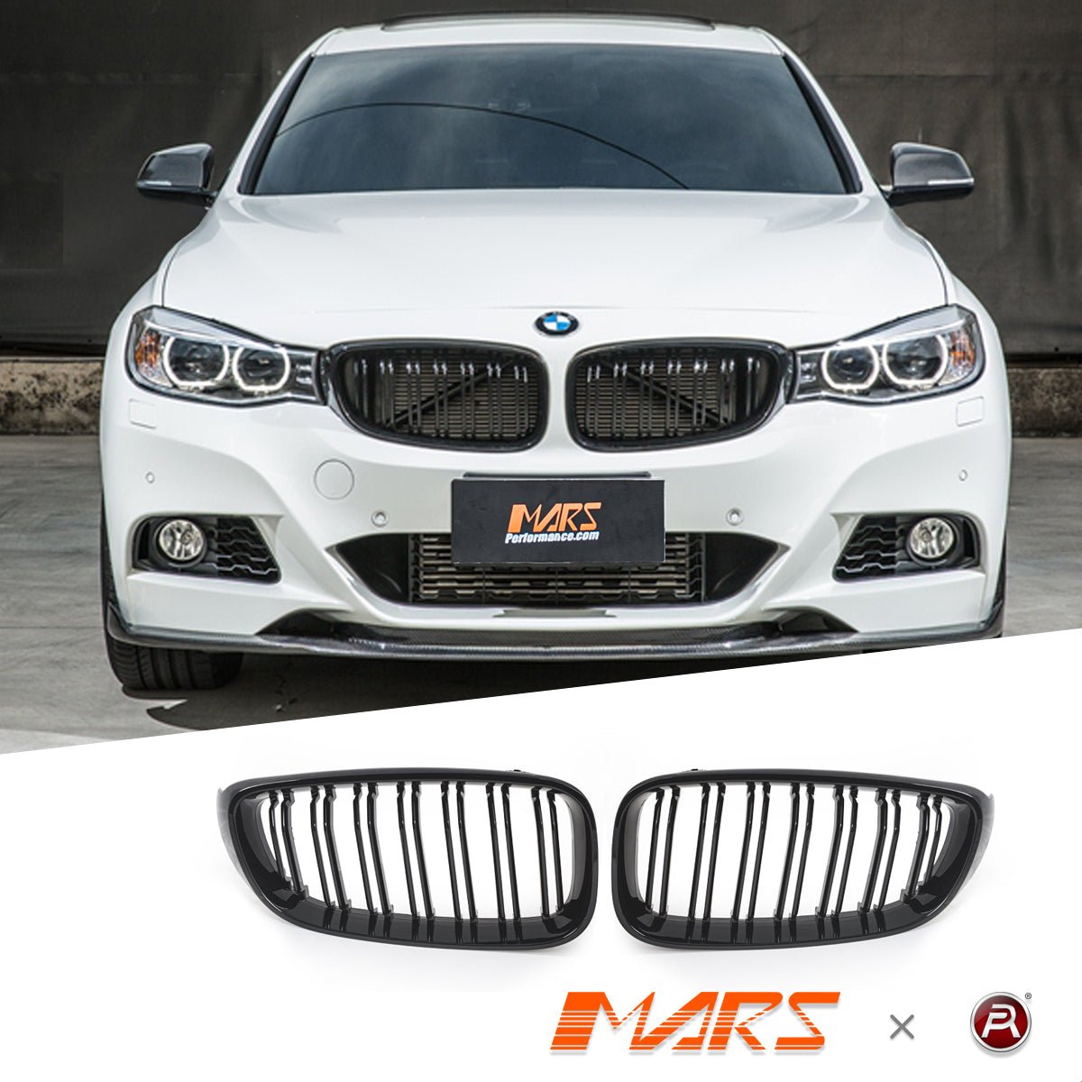 Gloss Black M3 Style Front Bumper Bar Kidney Grille Grill Bodykit for BMW 3 Series GT F34 2013 - 2020 - Mars Performance