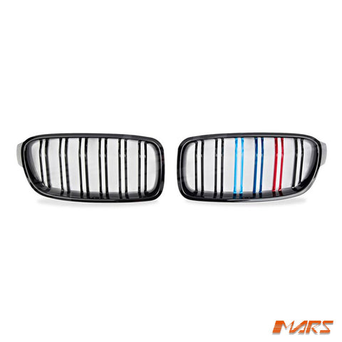 Gloss Black M3 Style Front Bumper Bar Kidney Grille Grill Bodykit with colour stripes for BMW 3 Series F30 Sedan & F31 Wagon 2012 - 2018 - Mars Performance